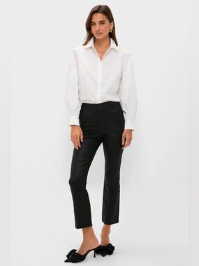 TUCKERNUCK Black Wax Ashford Pants Large Cropped High Rise Comfort Chic Stretch